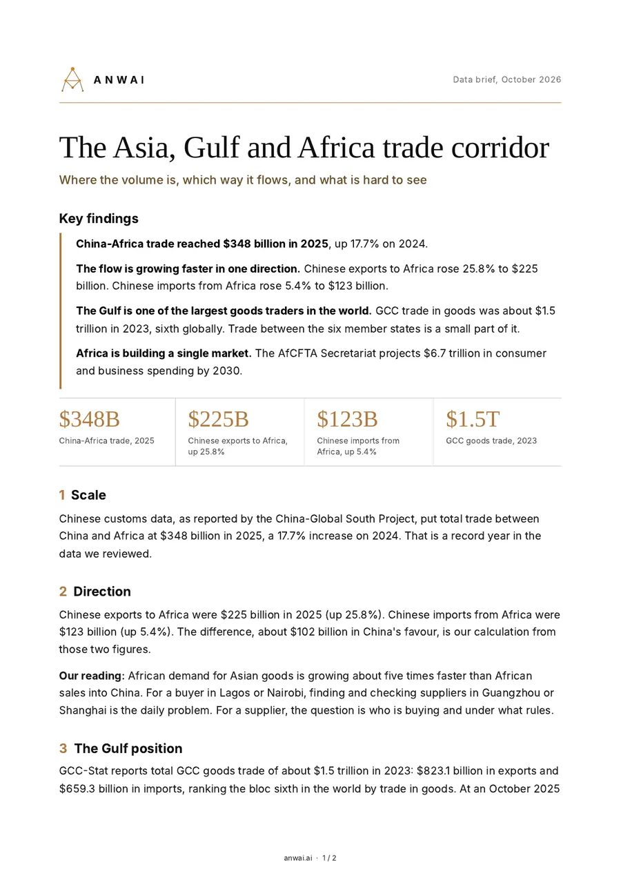 Page one of the ANWAI Corridor Brief